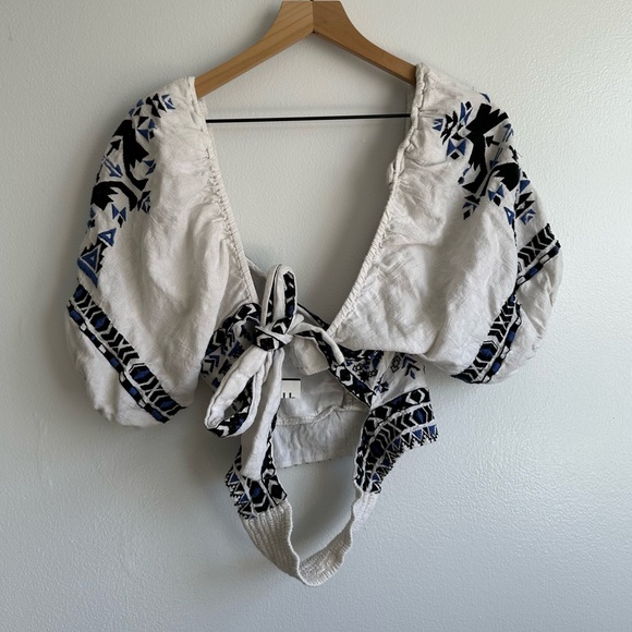 Anthropologie Blue and Black Embroidered Blouse - Picture 4 of 7